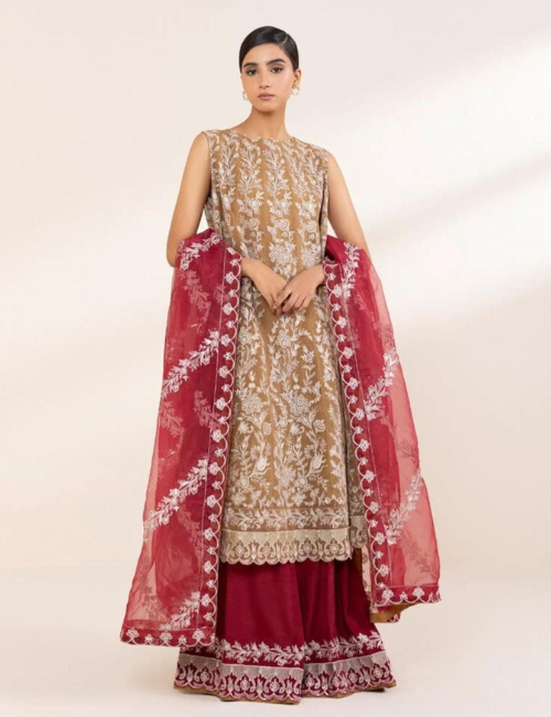 Organza Shirt with Raw Silk Dupatta & Bottom